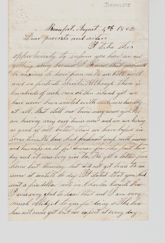 NORTON Elias letter 1862 Aug 4 page 1.jpg NORTON Elias letter 1862 Aug 4 page 1.jpg