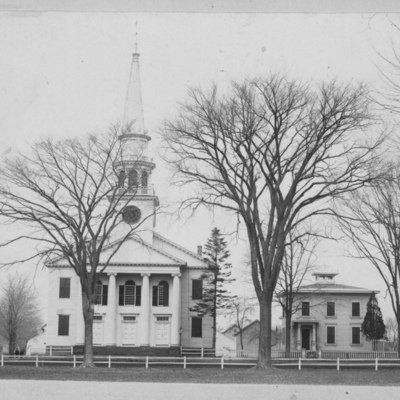 Broad St, Churches, 110 First Congregational Church, parsonage and house later razed, Guilford.jpg